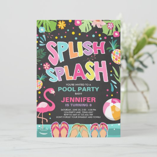 Pool party call Flamingo Tropical Pineapple Kaart (Staand voorkant)