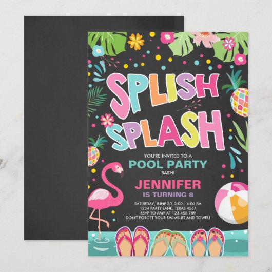 Pool party call Flamingo Tropical Pineapple Kaart (Voorkant / Achterkant)