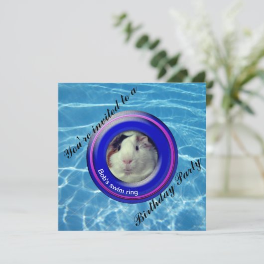 Pool party cavia kaart (Staand voorkant)