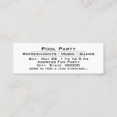 Pool Party Celebration Get Gezamenlijke Uitnodigin Mini Visitekaartje (Achterkant)