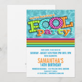 Pool Party Celebration Invitation Kaart (Voorkant / Achterkant)