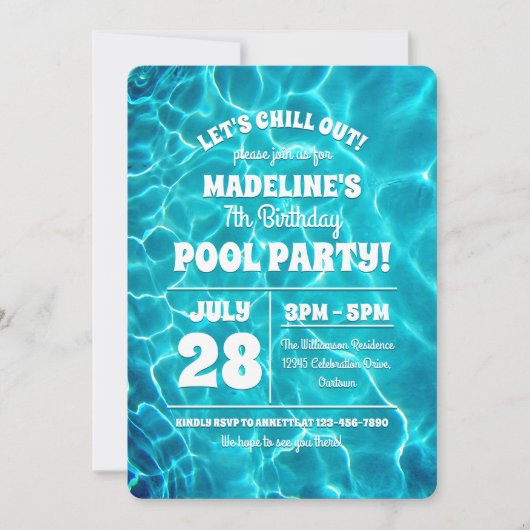 Pool Party Celebration Invitation Kaart (Voorkant)