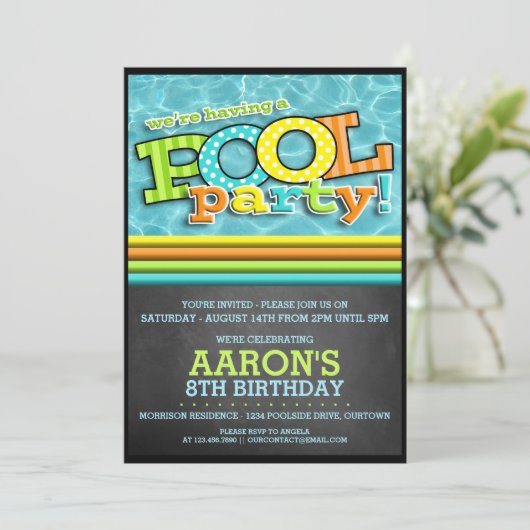 Pool Party Celebration Invitation Kaart (Staand voorkant)