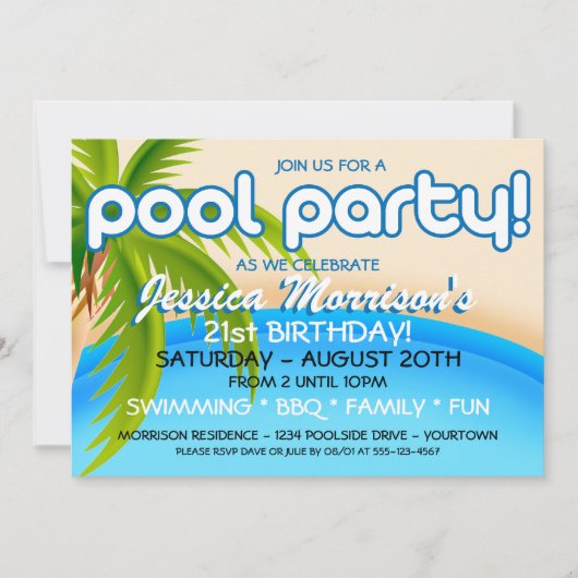 Pool Party Celebration Invitations Kaart (Voorkant)