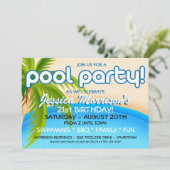 Pool Party Celebration Invitations Kaart (Staand voorkant)