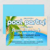 Pool Party Celebration Invitations Kaart (Voorkant / Achterkant)
