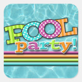 Pool Party Celebration Vierkante Sticker (Voorkant)