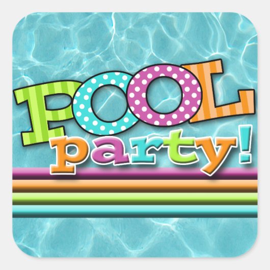 Pool Party Celebration Vierkante Sticker (Voorkant)