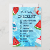 Pool Party Checklist Kids Verjaardagsverblijf Kaar Kaart (Voorkant)