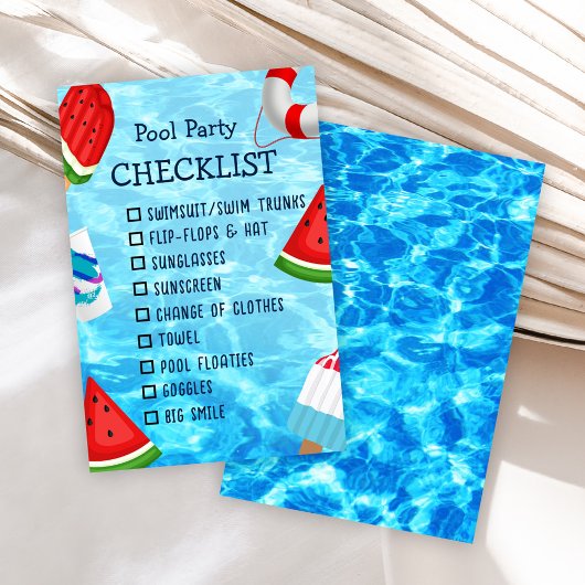 Pool Party Checklist Kids Verjaardagsverblijf Kaar Kaart