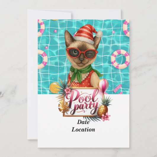 Pool Party Christmas in July for Cat Lovers Kaart (Voorkant)