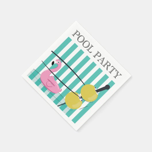 Pool Party Cocktail Servetten - Martini & Flamingo (Hoek)