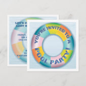 Pool Party Colorful Fun Float Invitation Kaart (Voorkant / Achterkant)