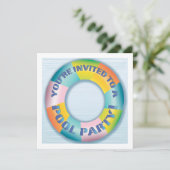 Pool Party Colorful Fun Float Invitation Kaart (Staand voorkant)