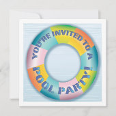 Pool Party Colorful Fun Float Invitation Kaart (Voorkant)