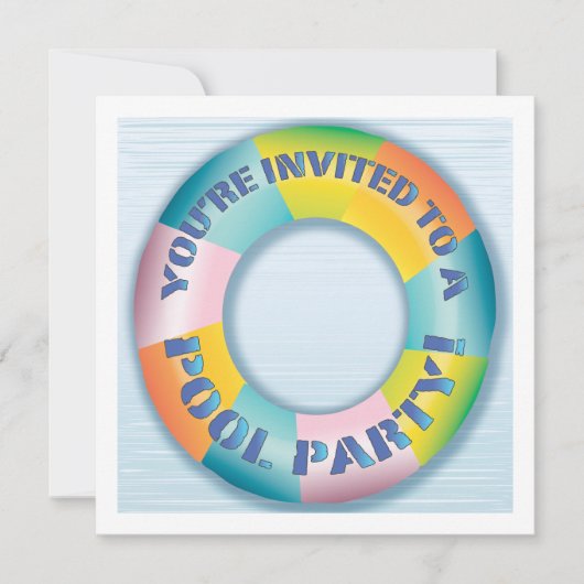 Pool Party Colorful Fun Float Invitation Kaart (Voorkant)