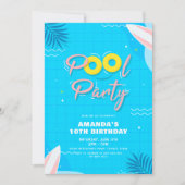 Pool Party Cool Swimming Birthday Kaart (Voorkant)