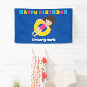 Pool Party Custom Swimming Girl Happy Birthday Spandoek (Insitu)