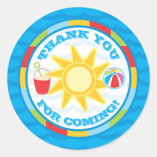 Pool Party Dank u voor Sticker Label