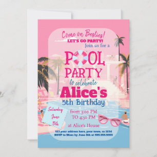 Pool Party Doll Malibu Beach Verjaardag Kaart