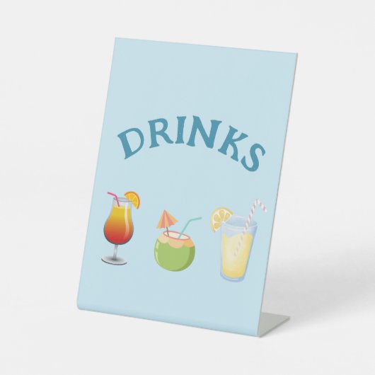 Pool Party "Drink"-teken Reclamebord Met Voetstuk (Voorkant)