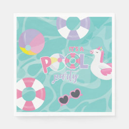 Pool party Eenhoorn Roze en Paarse Verjaardagspapi Servet