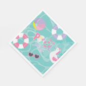 Pool party Eenhoorn Roze en Paarse Verjaardagspapi Servet (Hoek)