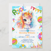 Pool Party Eenhoorn Zomer Verjaardag Kaart (Voorkant)