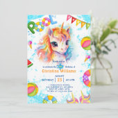 Pool Party Eenhoorn Zomer Verjaardag Kaart (Staand voorkant)