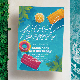Pool Party Elk jaar Moderne Tropische Dag Kaart