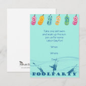 Pool Party en Teenslippers op blauwe achtergrond Kaart (Voorkant / Achterkant)