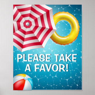 Pool Party Favor Sign Poster