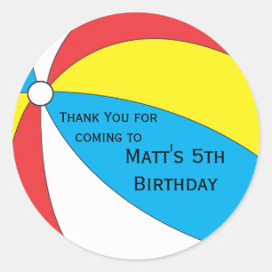 Pool Party Favor Sticker - Blauw, Geel en Rood