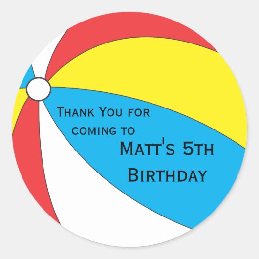 Pool Party Favor Sticker - Blauw, Geel en Rood (Voorkant)