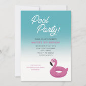Pool Party Flamingo Invitation Kaart (Voorkant)