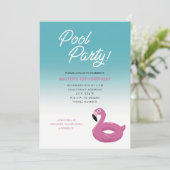 Pool Party Flamingo Invitation Kaart (Staand voorkant)