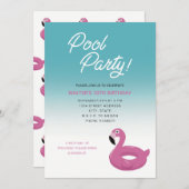 Pool Party Flamingo Invitation Kaart (Voorkant / Achterkant)