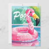 Pool Party Flamingo Meisje 10e verjaardag Kaart (Voorkant)