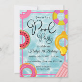 Pool Party Floaties Verjaardagsfeestuitnodiging Kaart (Voorkant)