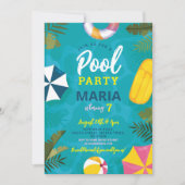Pool Party Floats Summer Birthday Fun Invite Kaart (Voorkant)