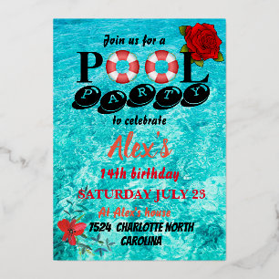 Pool Party Folie Uitnodiging