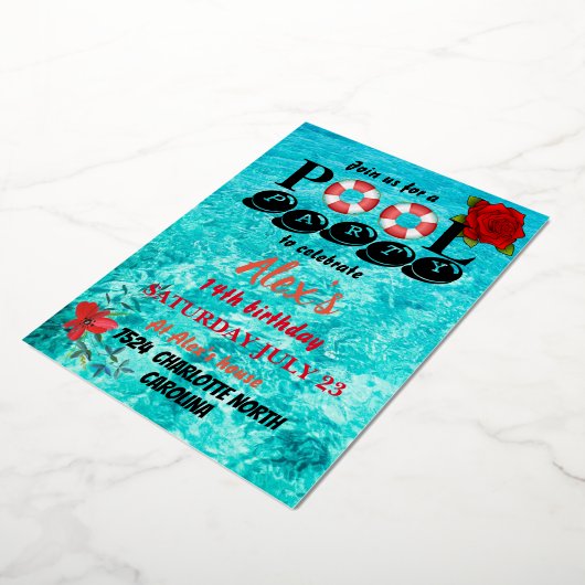 Pool Party Folie Uitnodiging (Gedraaid)