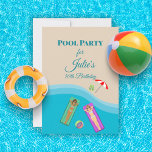 Pool Party for 30th Birthday Kaart<br><div class="desc">Pool party-uitnodiging voor een 30e verjaardag in een zwembad of op het strand.</div>
