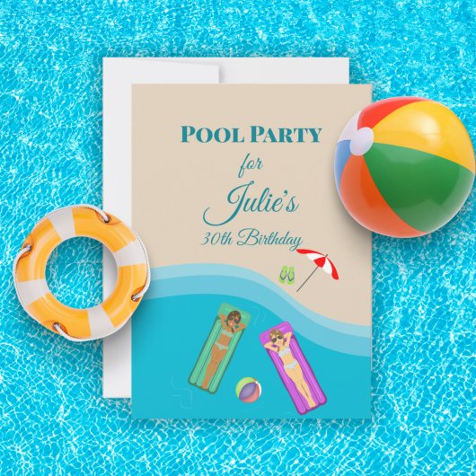 Pool Party for 30th Birthday Kaart