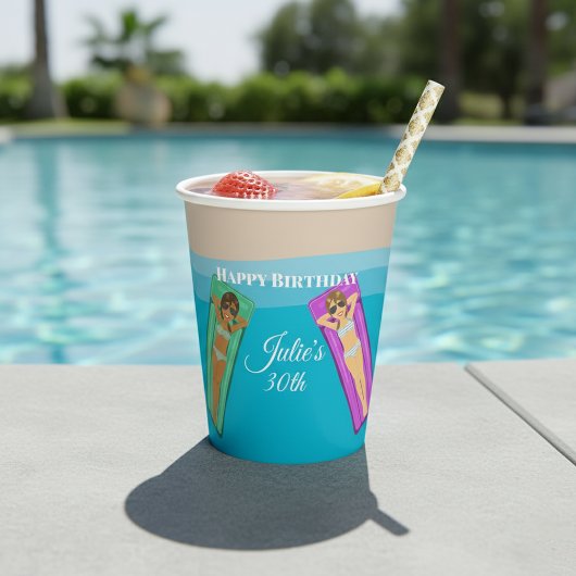 Pool Party for 30th Birthday Papieren Bekers