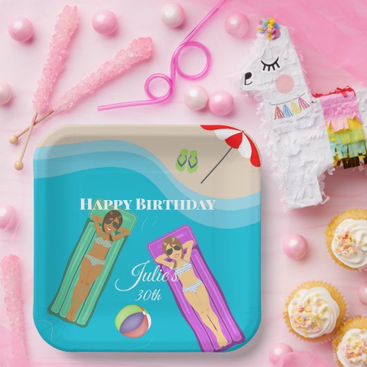 Pool Party for 30th Birthday Papieren Bordje (Feest)