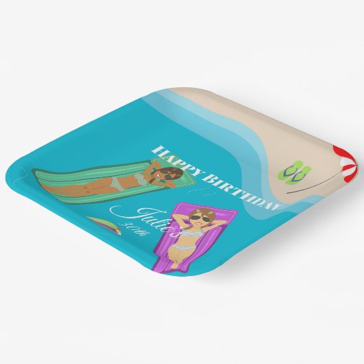 Pool Party for 30th Birthday Papieren Bordje (Gebogen)