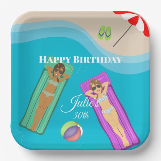 Pool Party for 30th Birthday Papieren Bordje (Voorkant)