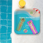 Pool Party for 30th Birthday Papieren Bordje<br><div class="desc">Pool party paper borden voor een 30e verjaardag in een zwembad of op het strand.</div>