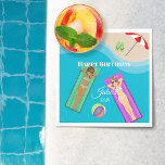 Pool Party for 30th Birthday Servet<br><div class="desc">Pool party paper napkins voor een 30e verjaardag in een zwembad of op het strand.</div>